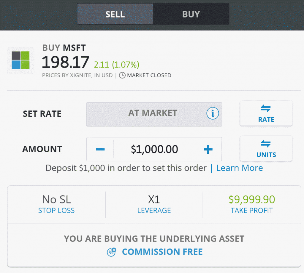 EToro Buy Order