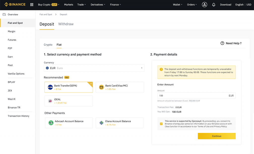 Fund Deposit Binance - buy matic