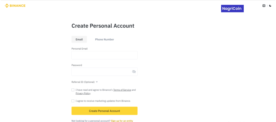 Binance Create Account