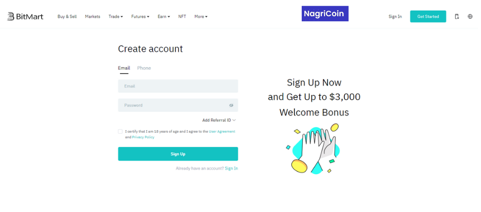 BitMart Create Account
