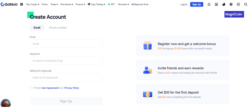 Gate.io Create Account