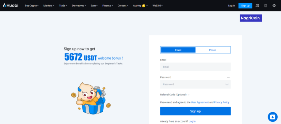 Huobi Signup